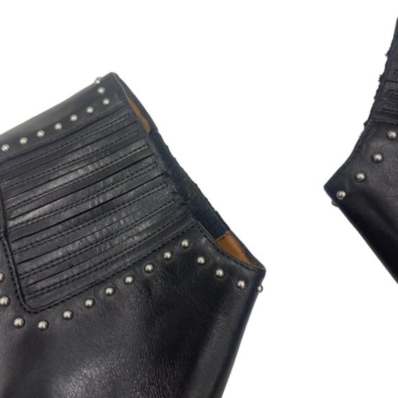 Givenchy Black Leather Studded Accents Chelsea Boots Size 37 Pointed Toe Silver - Picture 10 of 11